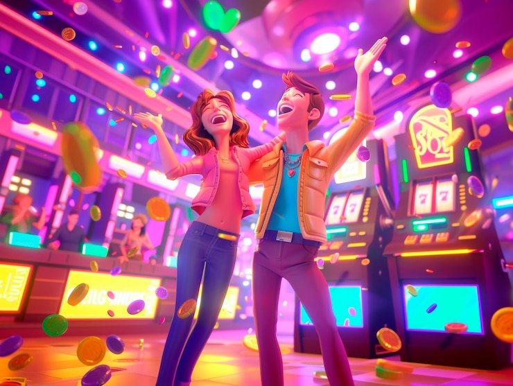 Slot game interface on vegastogel wap platform showing spin button and win display